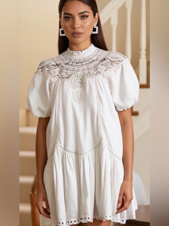 Anthropologie Dresses & Skirts - Anthropology Boho Crochet Yoke Cream Dress. + A LITTLE GIFT 🎁